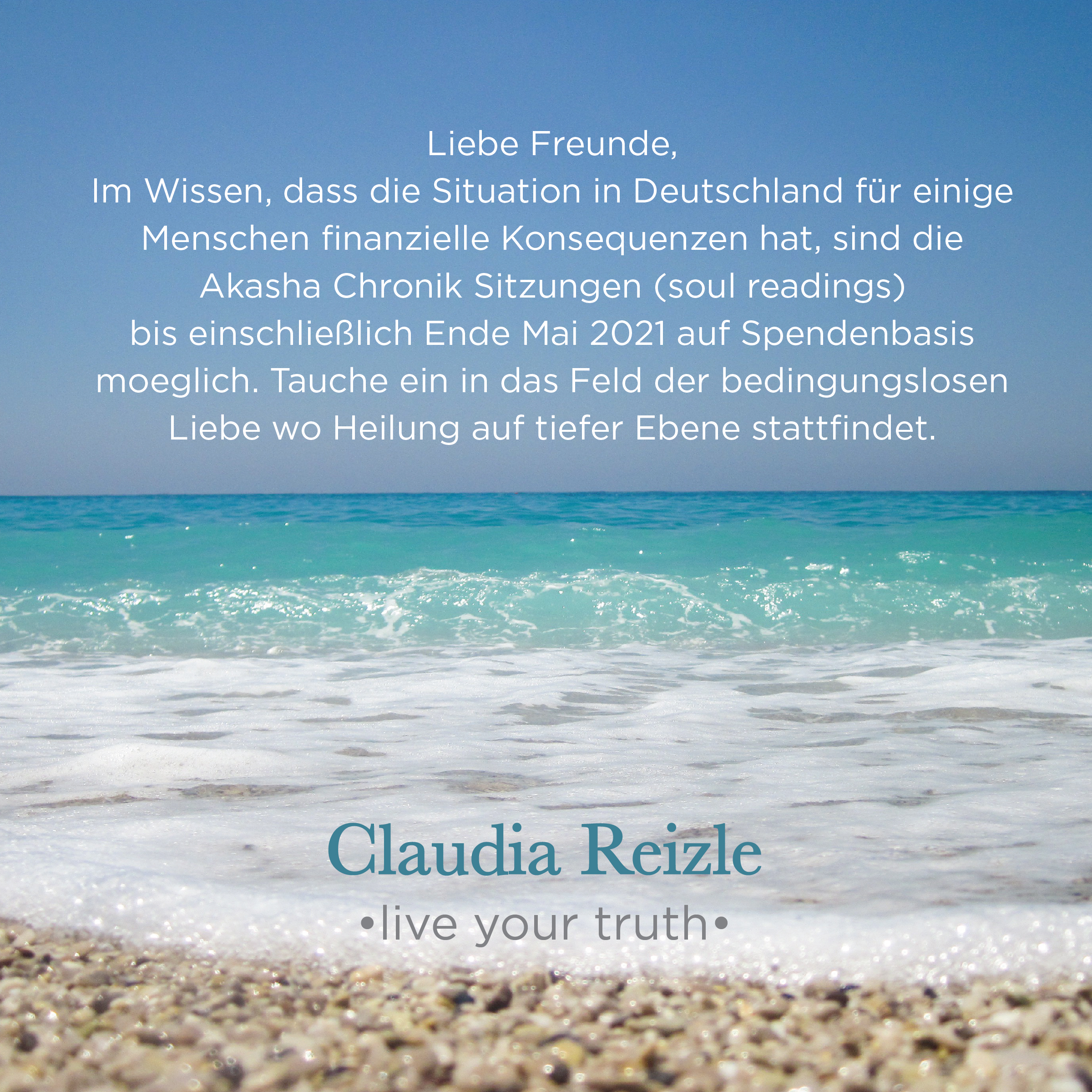 Claudia Reizle, Persönliche Akasha.Lesung  (Auf Wunsch – nach Weiterentwicklung – hier noch einmal die Einladung)