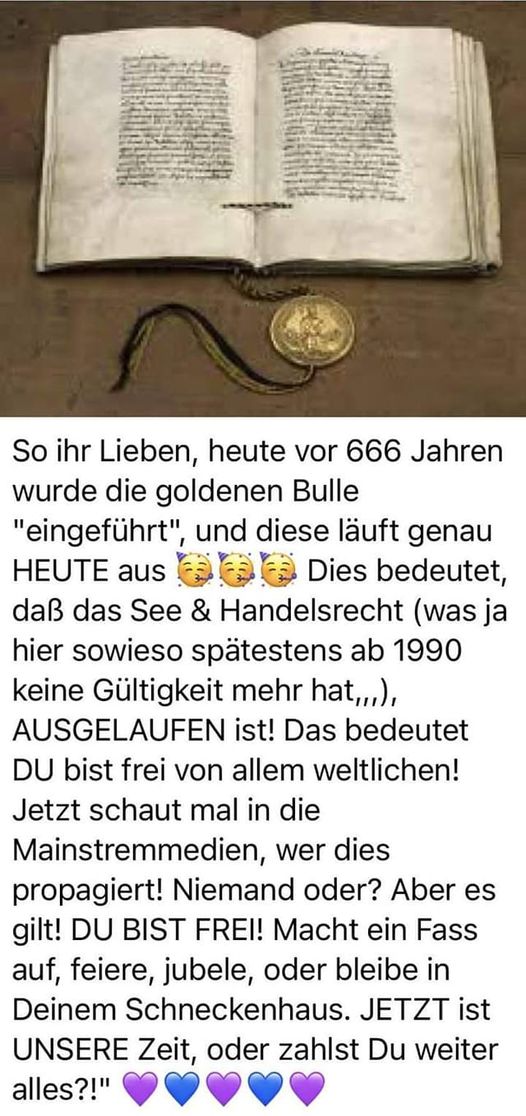 Heute vor 666 Jahren wurde der Goldene Bulle eingeführt.