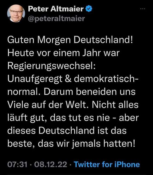 Deutschland 2022 … DAS BESTE, das WIR JE HATTEN – Laut Herrn Altmaier.
