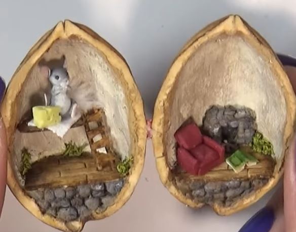 Das süßeste Projekt, das ich je gebastelt hab! 😩🖤 | winziges Walnuss-Atelier für winzige Maus!