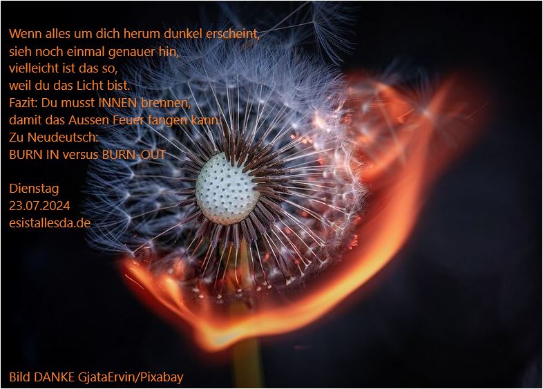 Du bist das Licht der Welt, du bist der Stern, der diesen Tag erhellt …