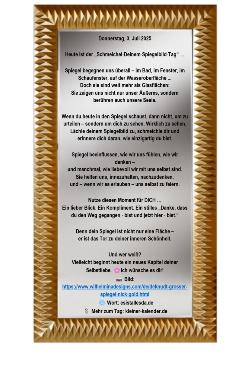 Aus zeitlichen Gründen ist es mir derzeit leider nicht möglich, alle eingehenden Mails zeitnah zu beantworten. Ich danke euch von Herzen für euer Verständnis und eure liebevolle Verbundenheit.