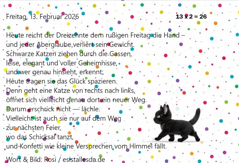 esistallesda.de ... Freitag, der Dreizehnte – Von rechts nach links GELINGTS!