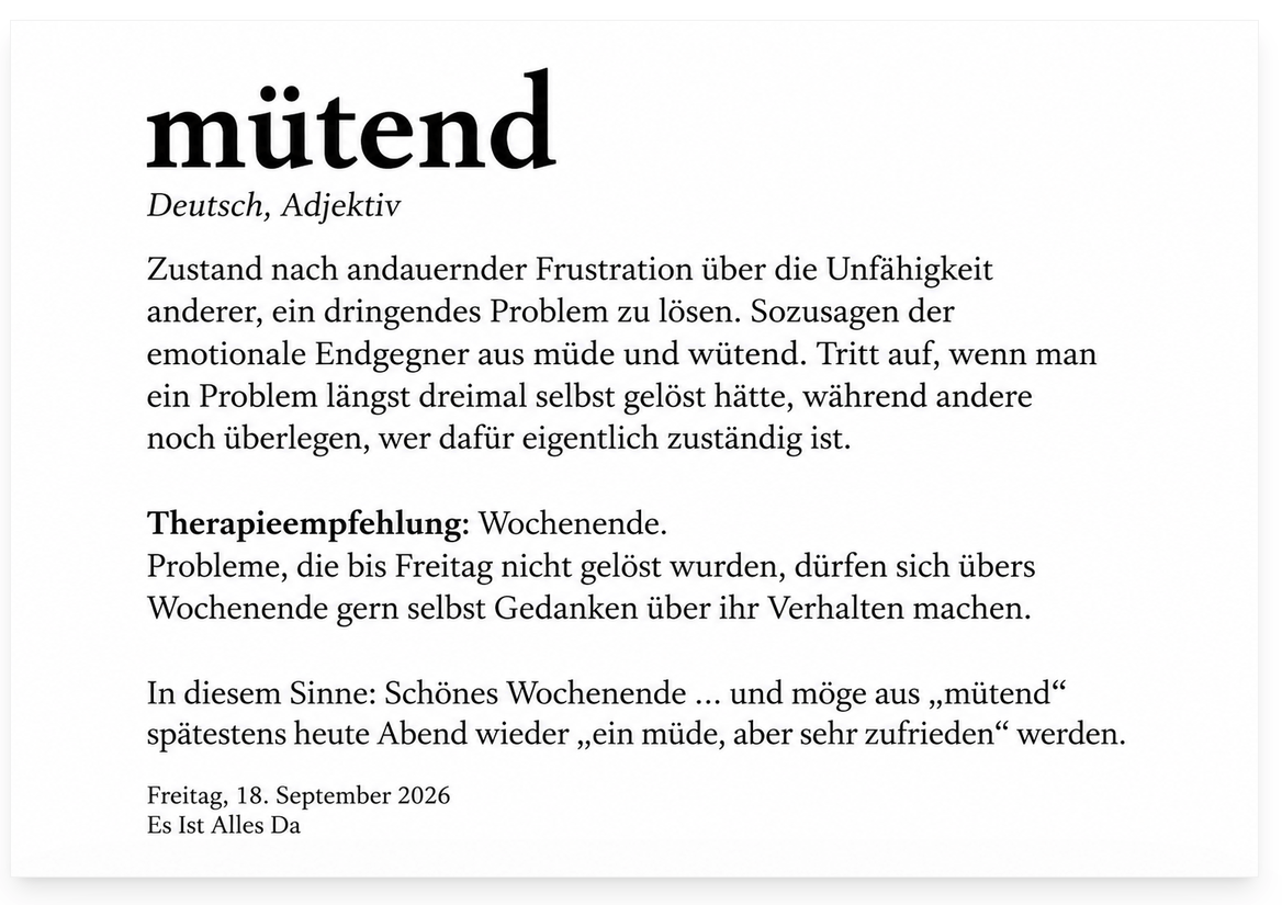 Die Botschaft des Tages