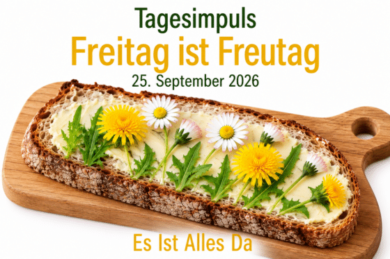 Tagesimpuls. Freitag, 25. September 2026. Es Ist Alles Da: Heute ist der Tag des Butterbrotes in Deutschland.