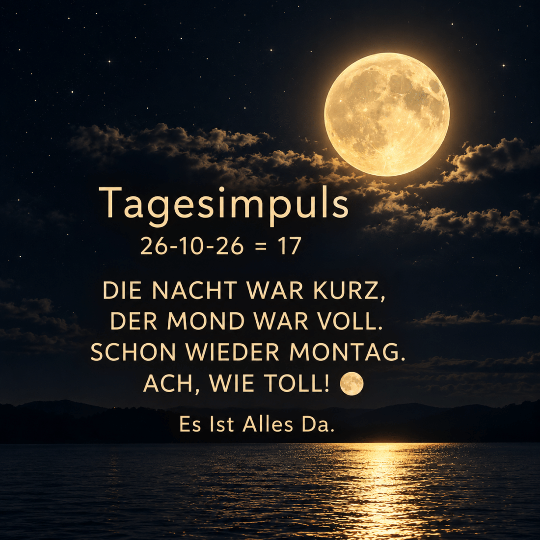 Tagesimpuls. Montag, 26.10.26. Es Ist Alles Da. Jägermond.