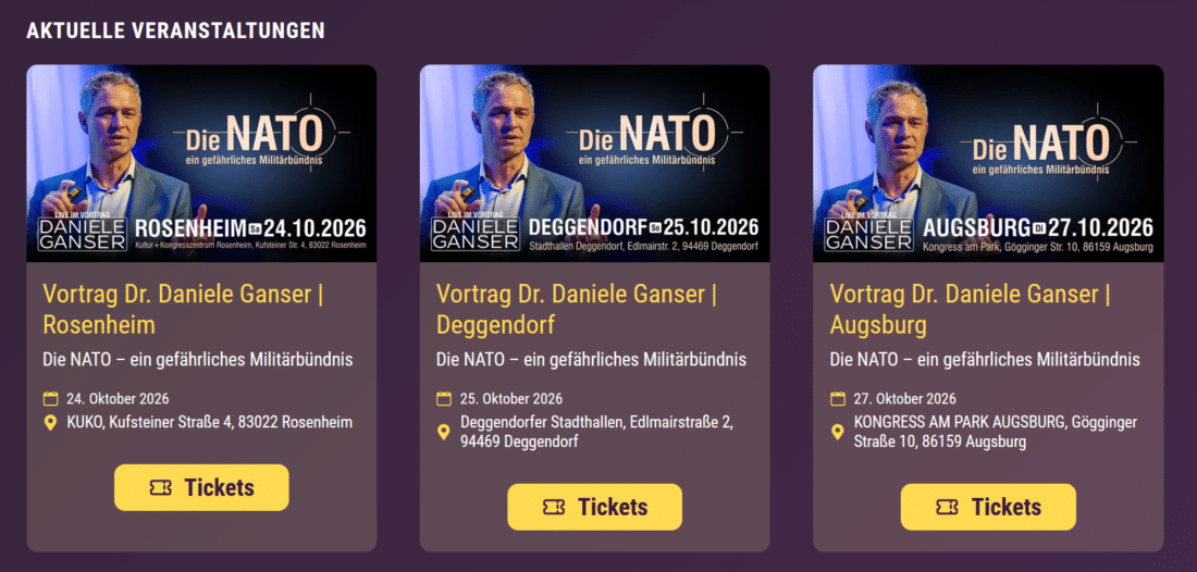 Die Nato – Ein gefährliches Bündnis. Dr. Daniele Ganser – Es gibt noch Tickets!
