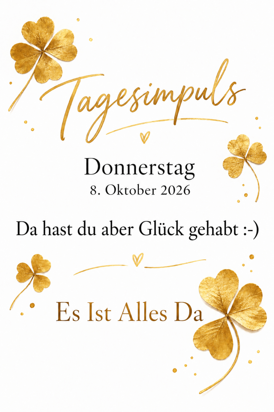 Tagesimpuls. Donnerstag, 8. Oktober 2026. Es Ist Alles Da. Glückwünsche!