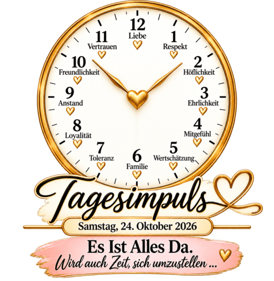 Tagesimpuls. Samstag, 24. Oktober 2026. Es Ist Alles Da. Wird wieder ZEIT, sich UMzuSTELLEN.